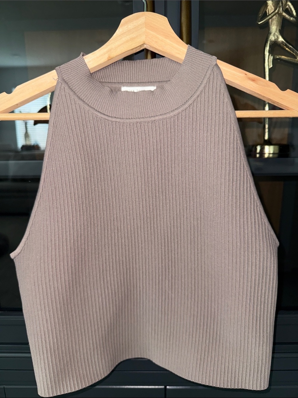 Miss Love Ribbed Sleeveless Tank in Taupe